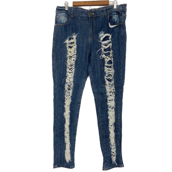 Sweet Look Denim - NWOT Shredded Destroyed Distressed Denim Stretch Jeans, Sweet Look, Size 18